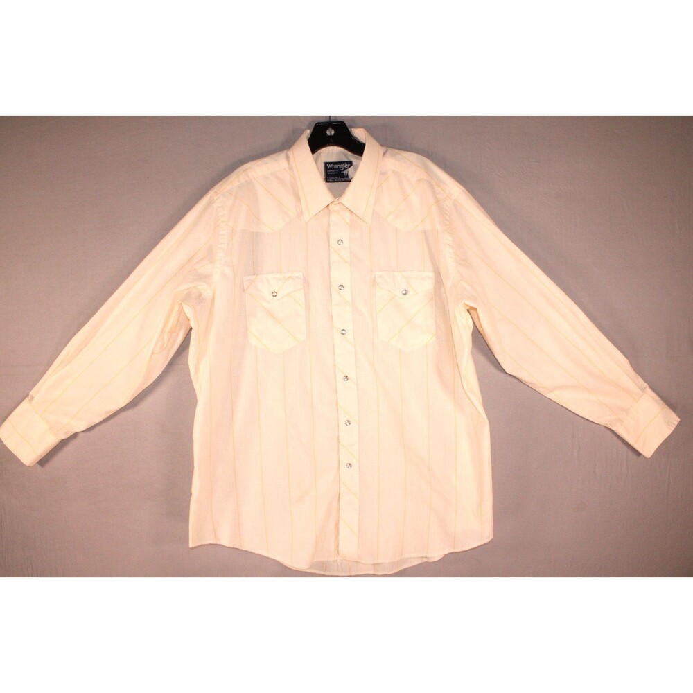 Wrangler Cowboy Cut Pearl Snap Western Shirt Men's 18x35 Yellow Stripe